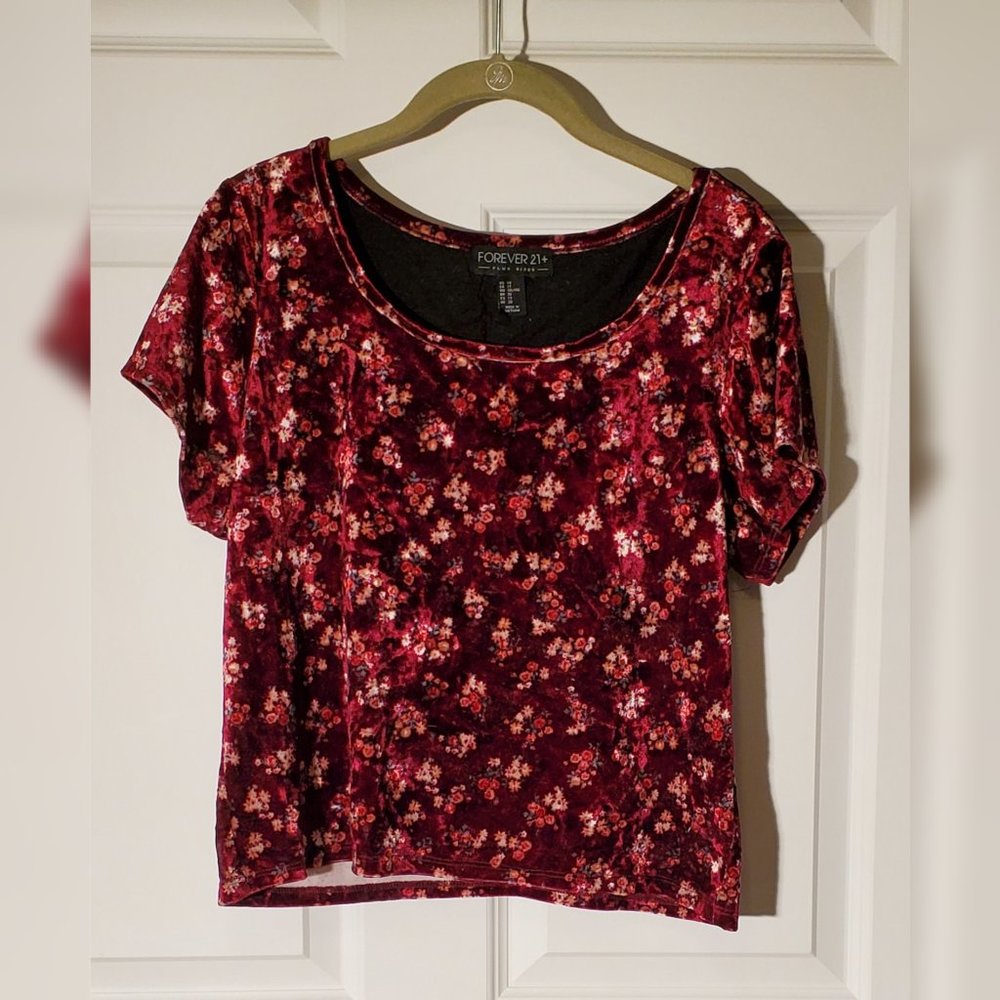 Velvet floral crop top